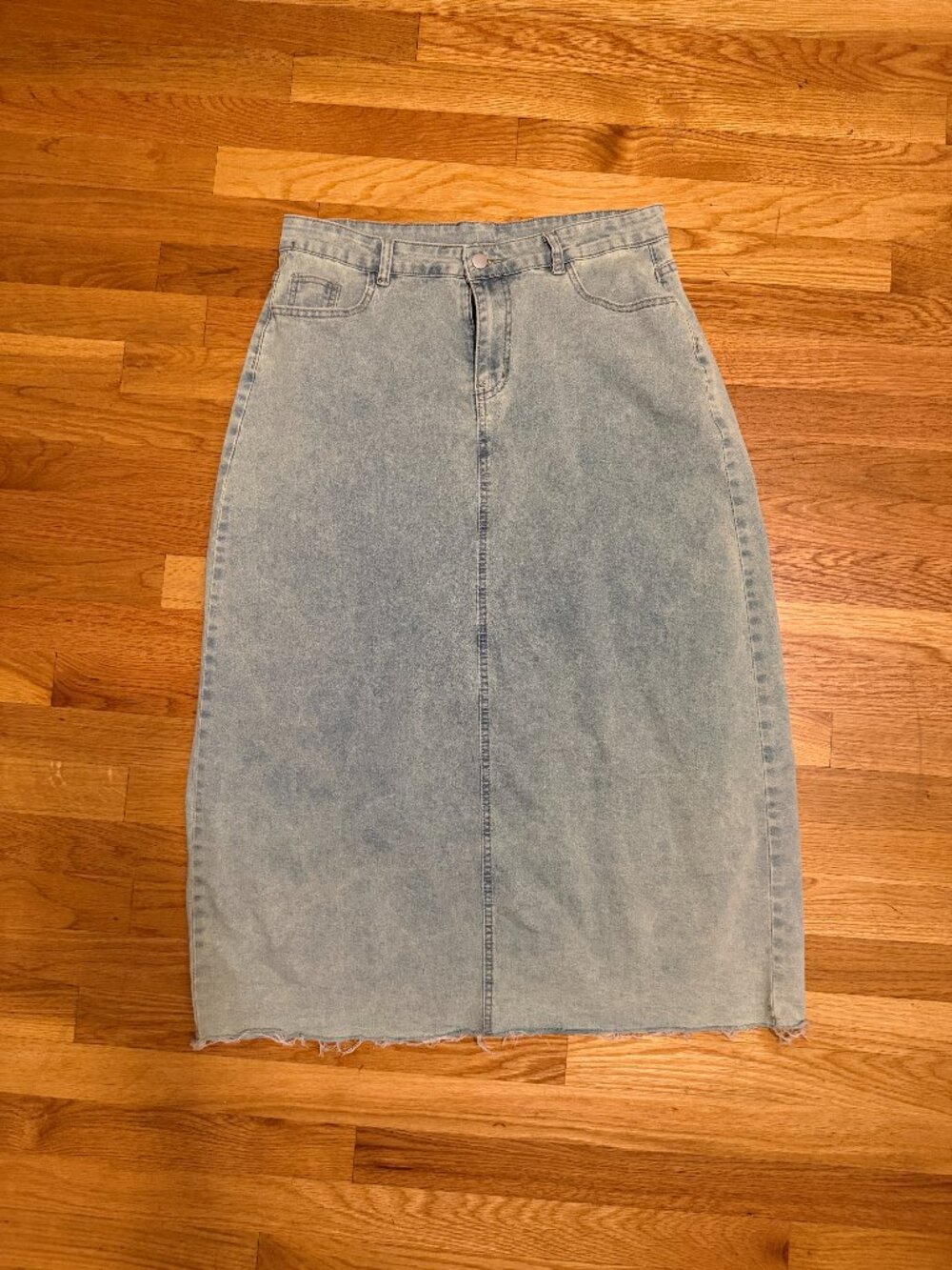 Green Denim Midi Skirt